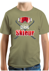 T-Shirt Garçon Attention serial skieur