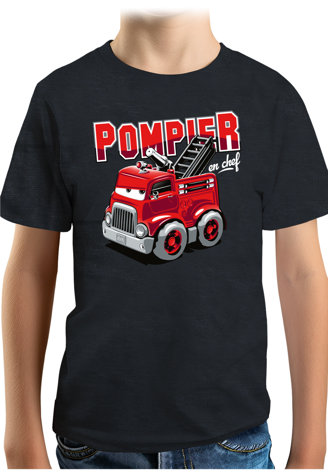 T-Shirt Garçon Camion de pompier dessin animé