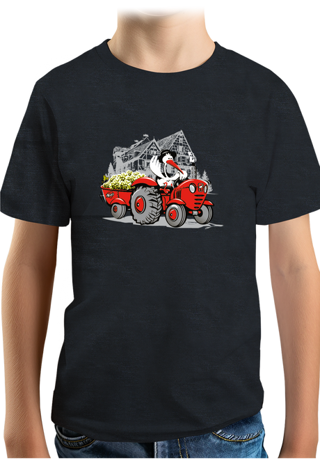 T-Shirt Garçon Les vendanges Alsaciennes avec cigogne