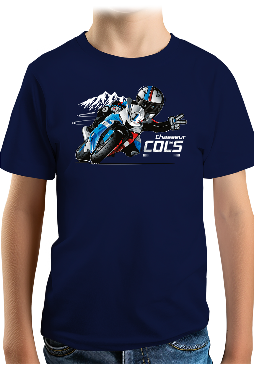 T-Shirt Garçon Chasseur de cols moto signe