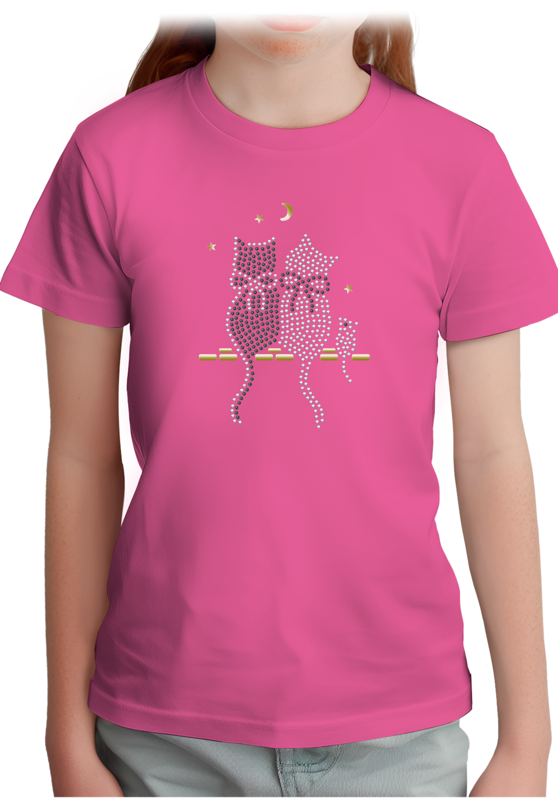 T-Shirt Fille Chat Souris Strass
