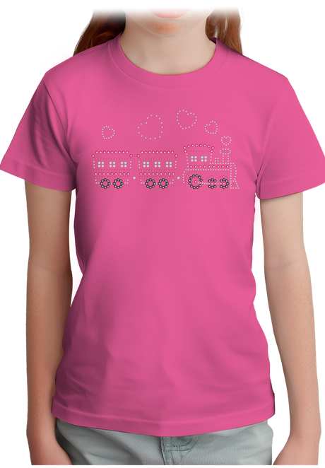T-Shirt Femme Petit train rose en strass