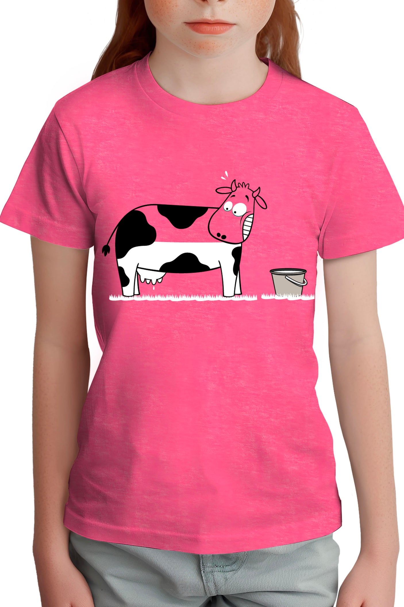 T-Shirt Fille Vache à moitié pleine de lait