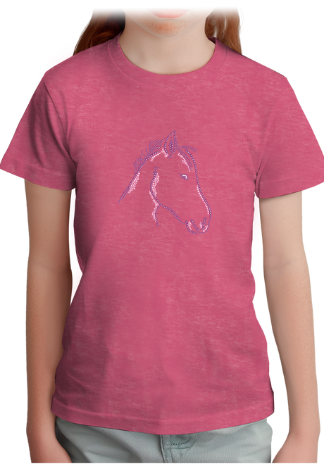 T-Shirt Fille Tête de Cheval en Strass