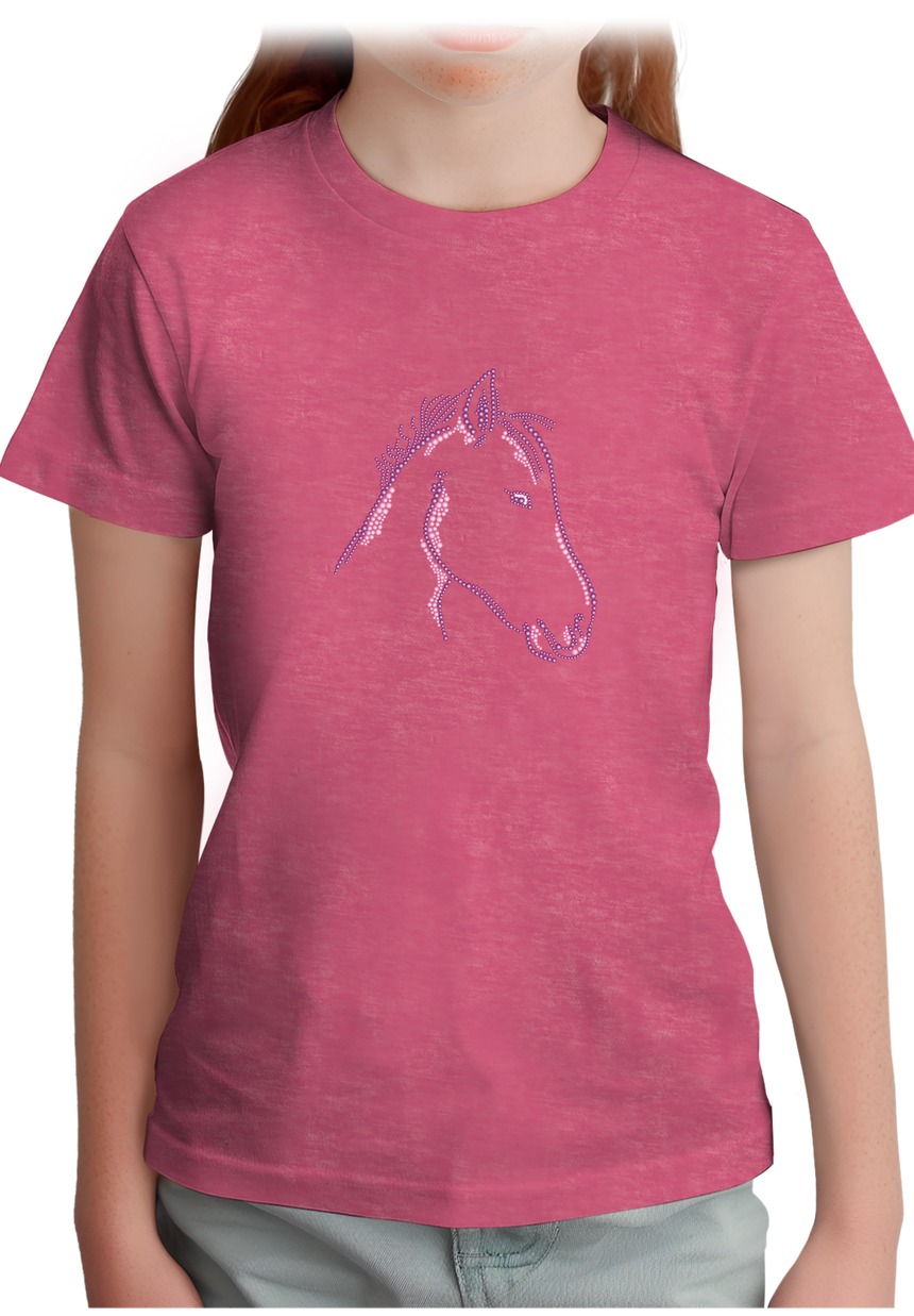 T-Shirt Fille Tête de Cheval en Strass