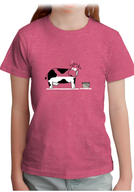 T-Shirt Fille Vache à moitié pleine de lait