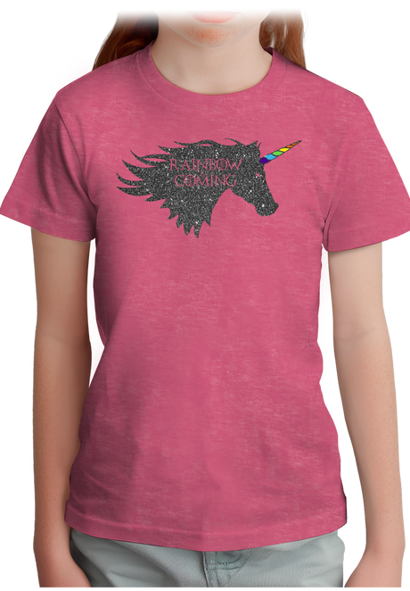 T-Shirt Fille Rainbow unicorn is coming
