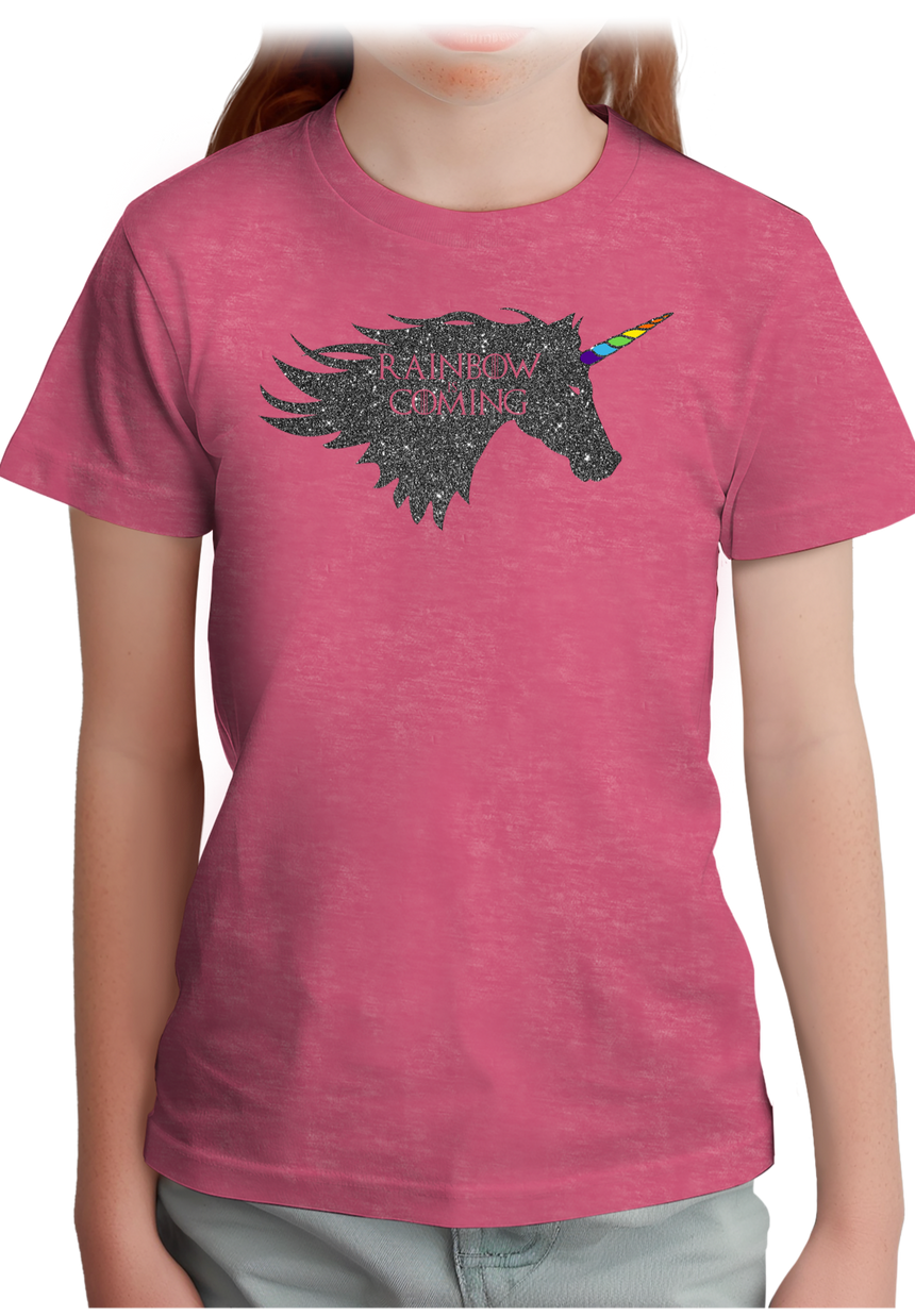 T-Shirt Fille Rainbow unicorn is coming