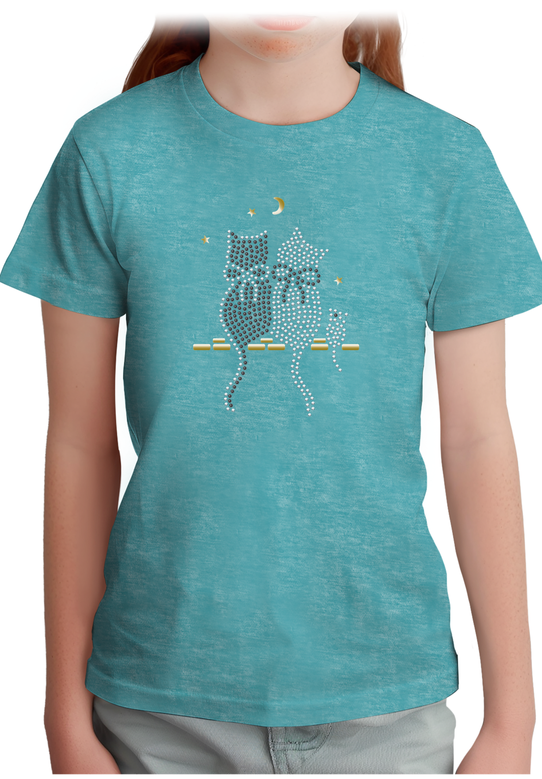 T-Shirt Fille Chat Souris Strass