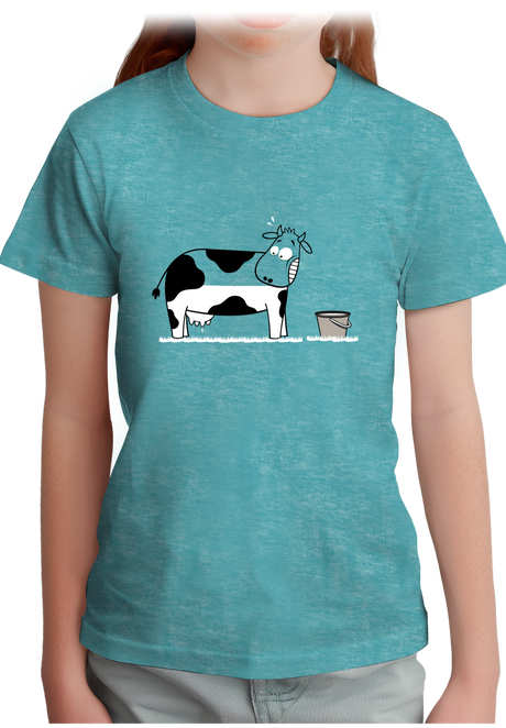 T-Shirt Fille Vache à moitié pleine de lait