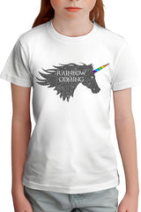 T-Shirt Fille Raimbow unicorn is coming