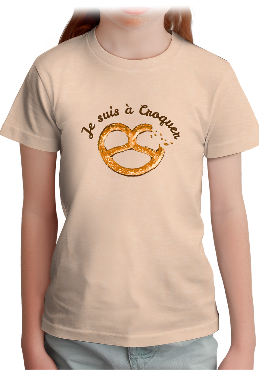 T-Shirt Fille Je suis à croquer Bretzel d'Alsace