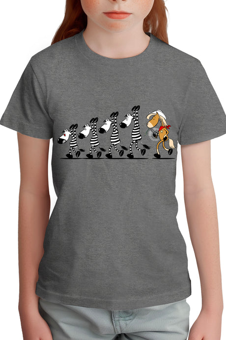 Tee-Shirt Fille Fin De Cavale zebre et cheval