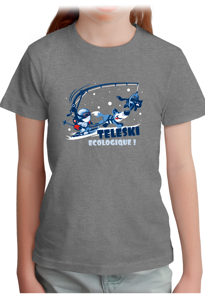 T-Shirt Fille Téléski écologique à la montagne