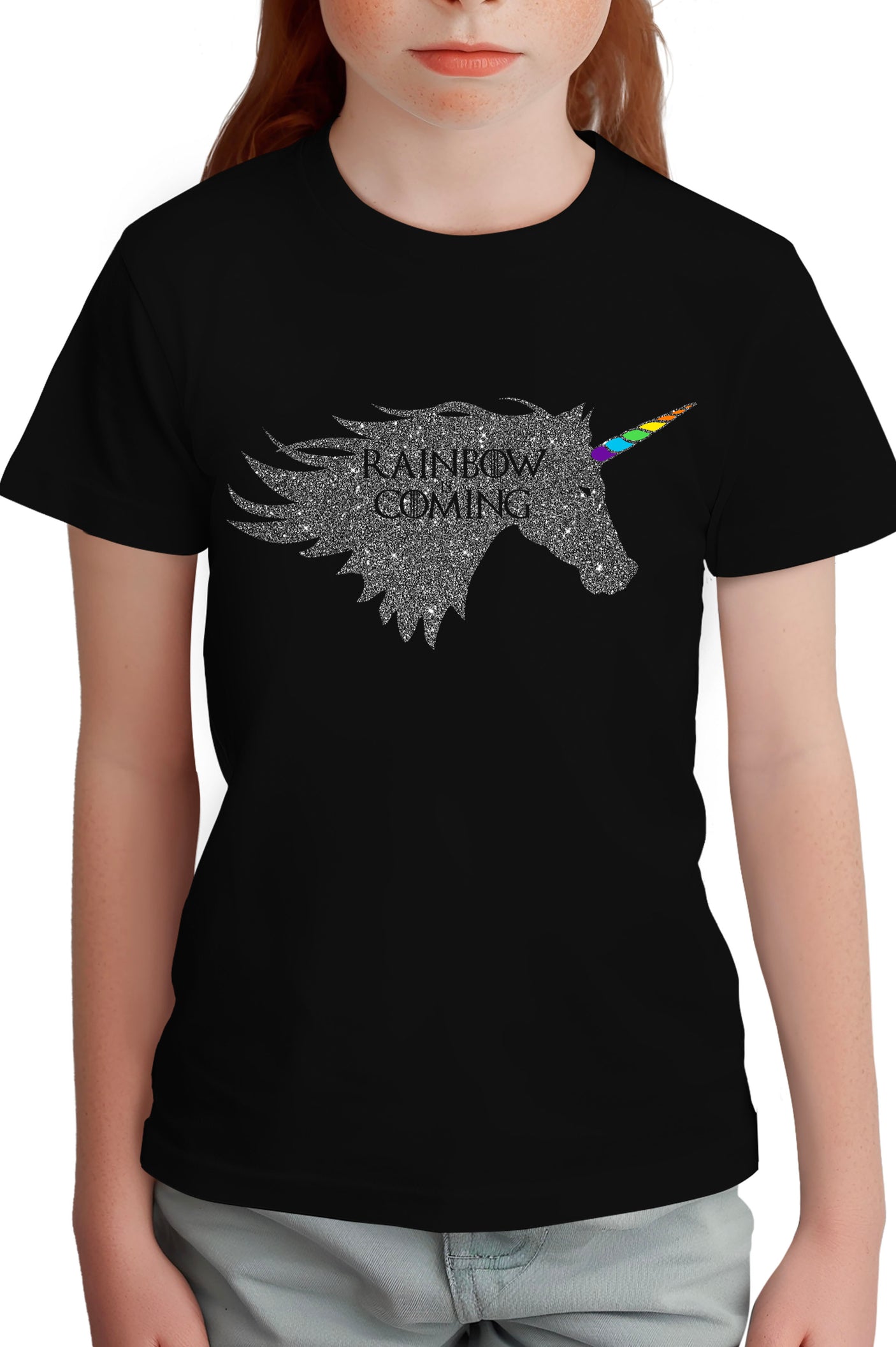 T-Shirt Fille Raimbow unicorn is coming