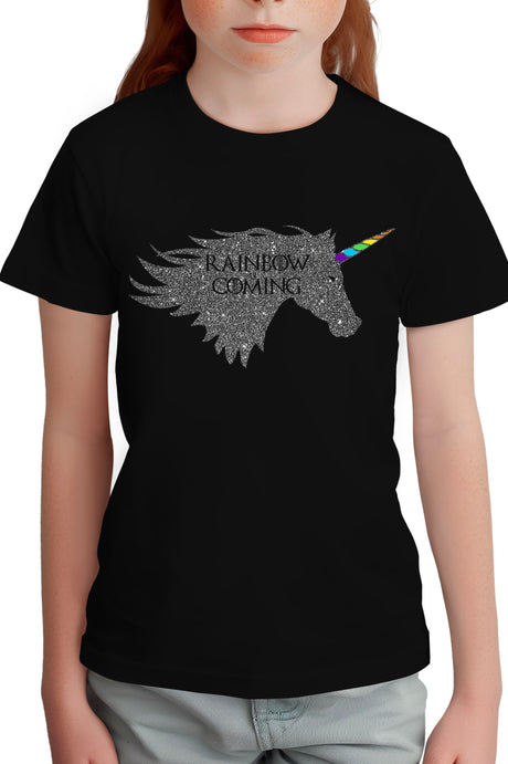 T-Shirt Fille Raimbow unicorn is coming