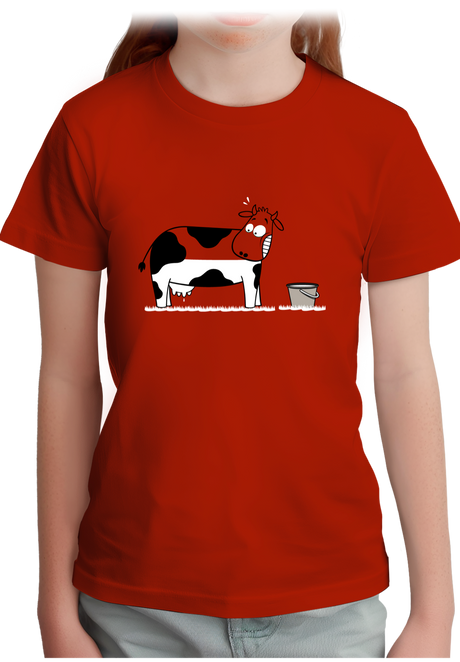 T-Shirt Fille Vache à moitié pleine de lait