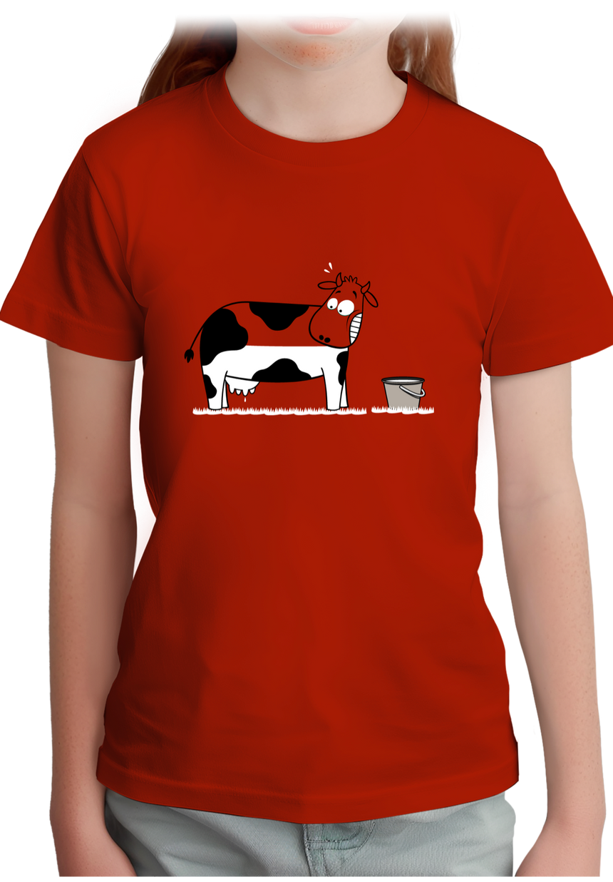 T-Shirt Fille Vache à moitié pleine de lait