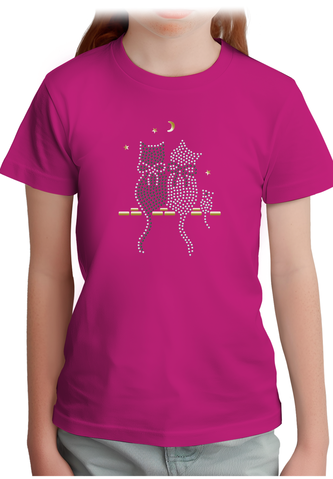 T-Shirt Fille Chat Souris Strass