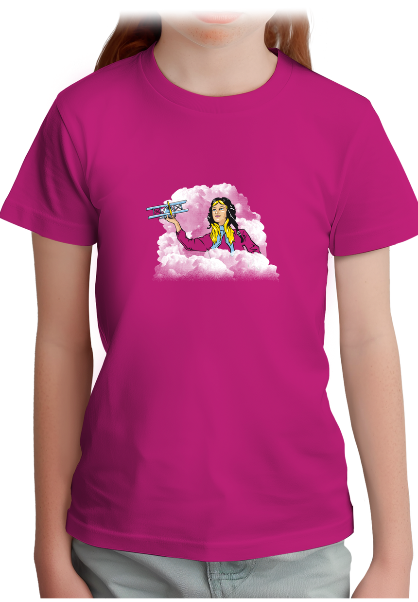 T-Shirt Fille Avion Bleu fillette