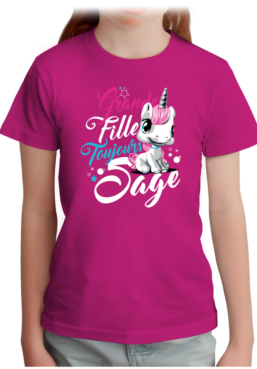 T-Shirt Fille Licorne toujours sage