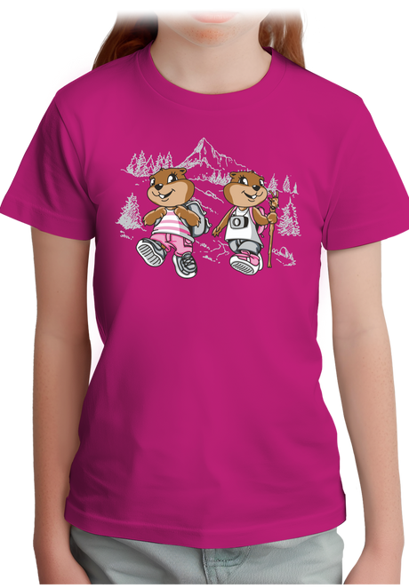 T-Shirt Fille Marmottes en rando à la montagne