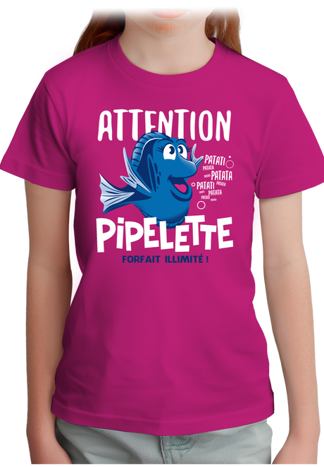T-Shirt Fille Attention Dory poisson pipelette