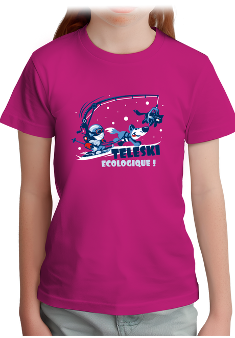 T-Shirt Fille Téléski écologique à la montagne