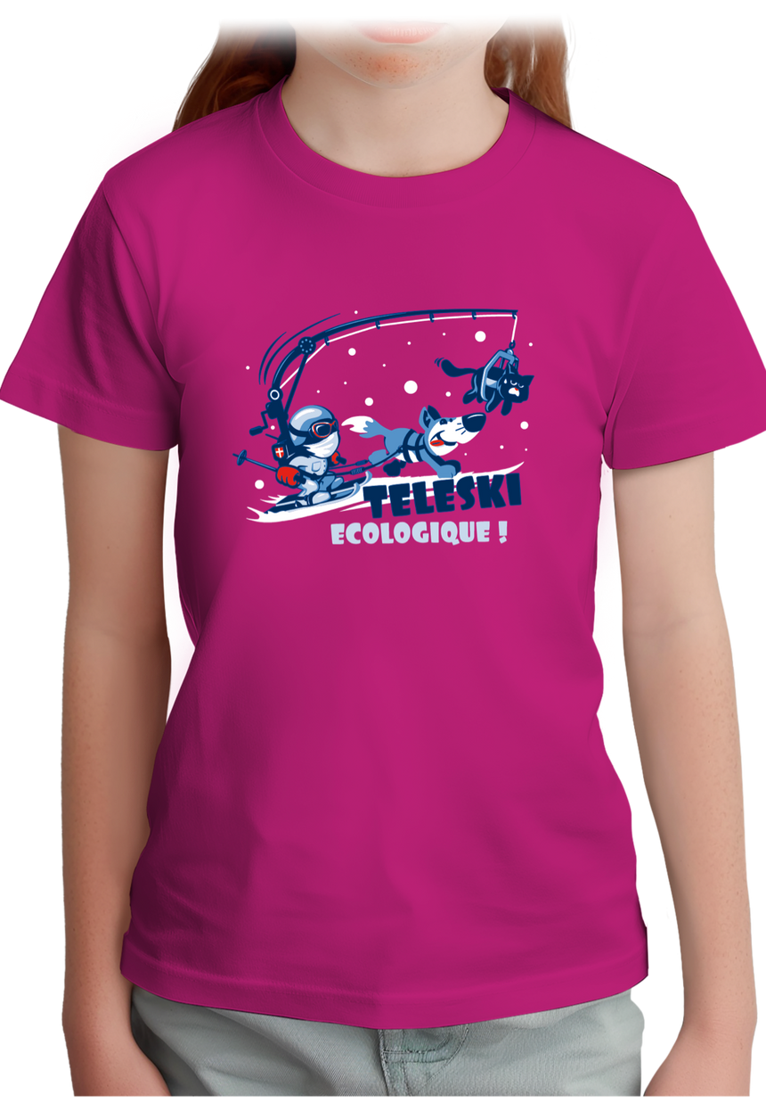 T-Shirt Fille Téléski écologique à la montagne