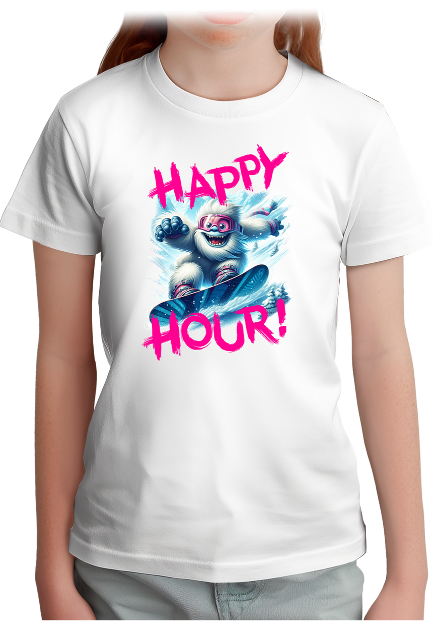 T-Shirt Fille Yeti snow en surf à la montagne