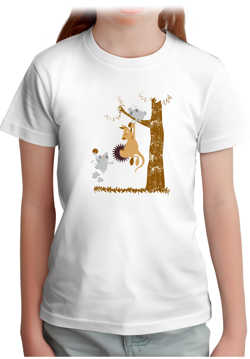 T-Shirt Fille Basket kangourou et koala