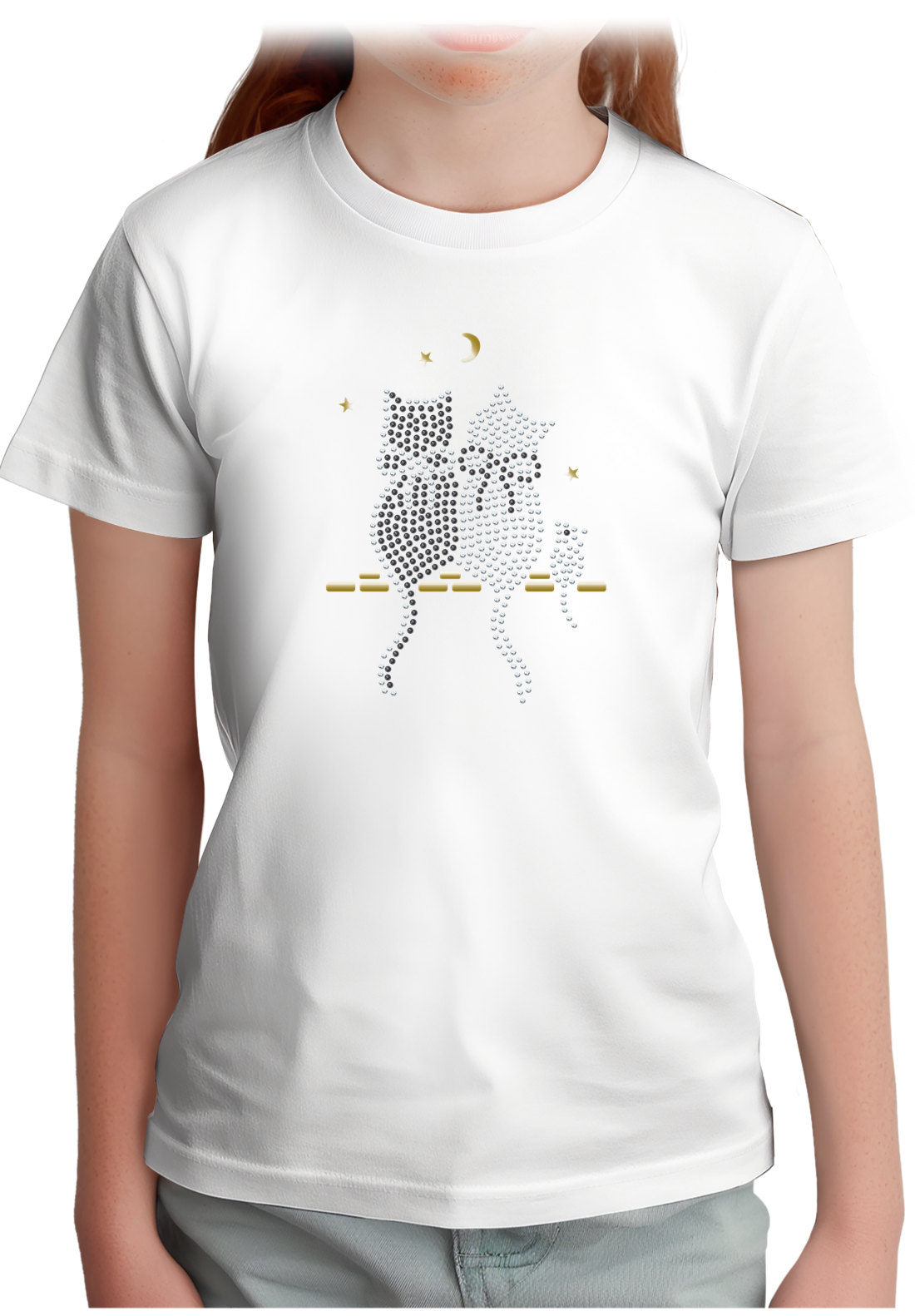 T-Shirt Fille Chat Souris Strass