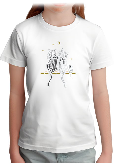 T-Shirt Fille Chat Souris Strass