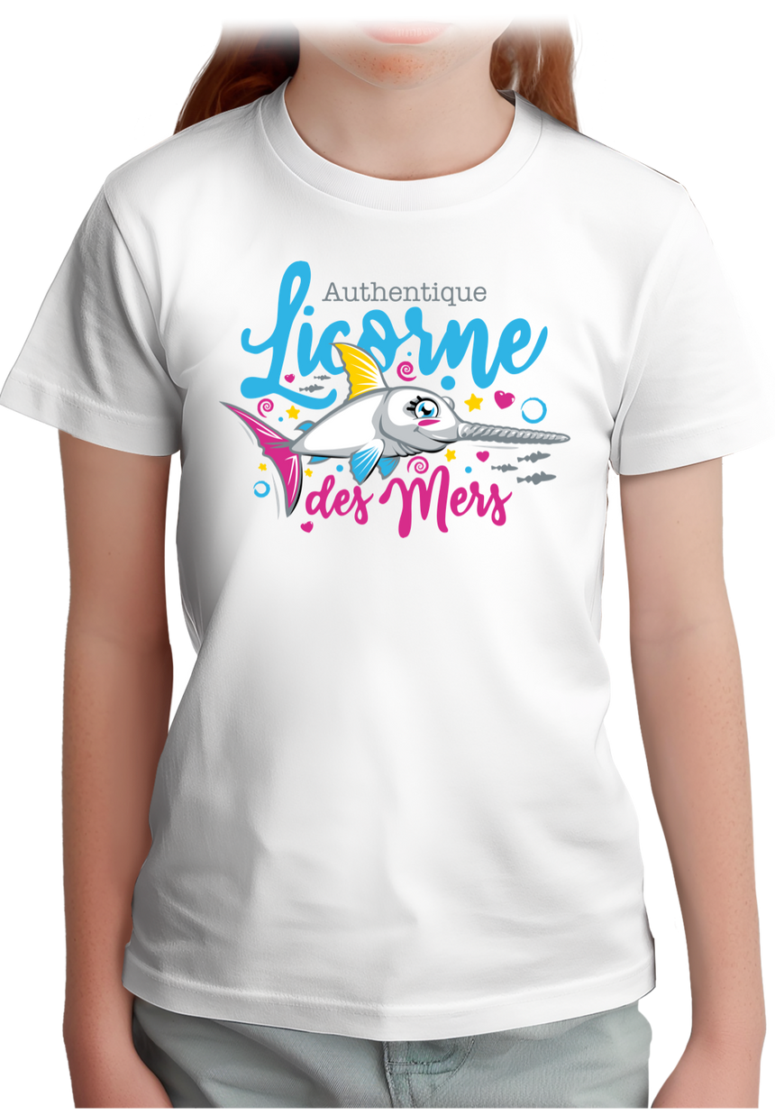 T-Shirt Fille Authentique licorne des mers