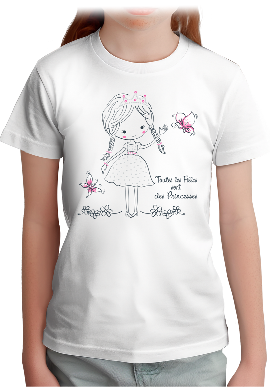 T-Shirt Fille Les filles sont des princesses