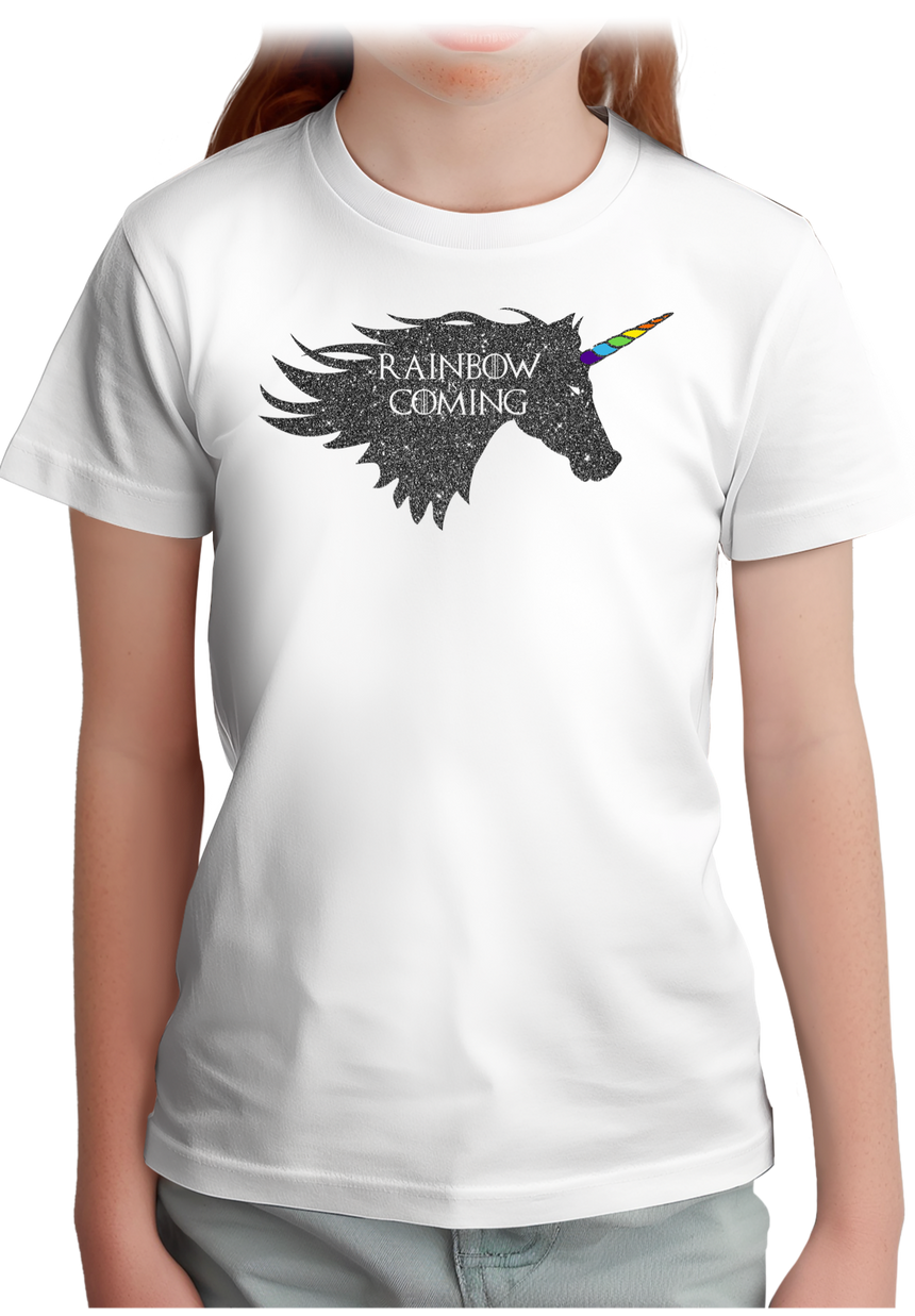 T-Shirt Fille Rainbow unicorn is coming