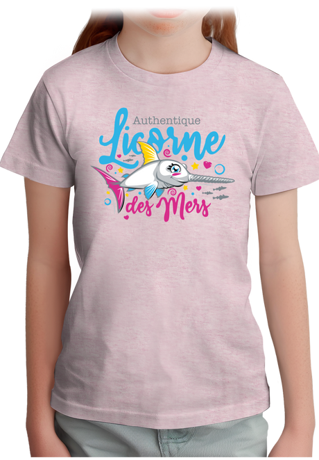 T-Shirt Fille Authentique licorne des mers
