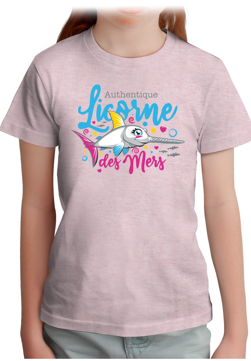 T-Shirt Fille Authentique licorne des mers