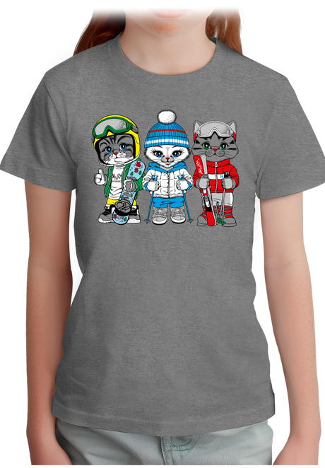 T-Shirt Fille Les chats au ski (recto/verso)
