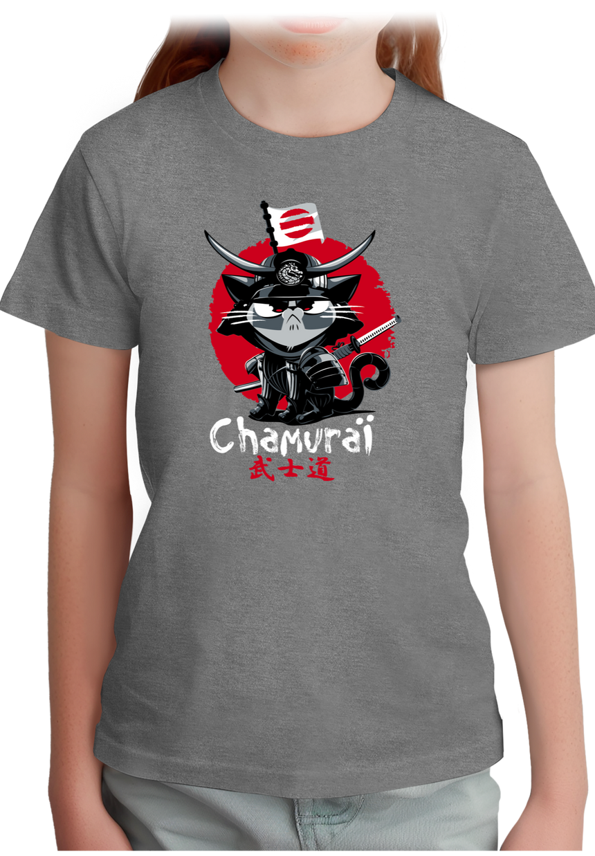 T-Shirt Fille Chamouraï, le chat samouraï
