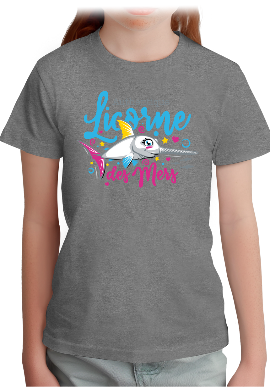 T-Shirt Fille Authentique licorne des mers
