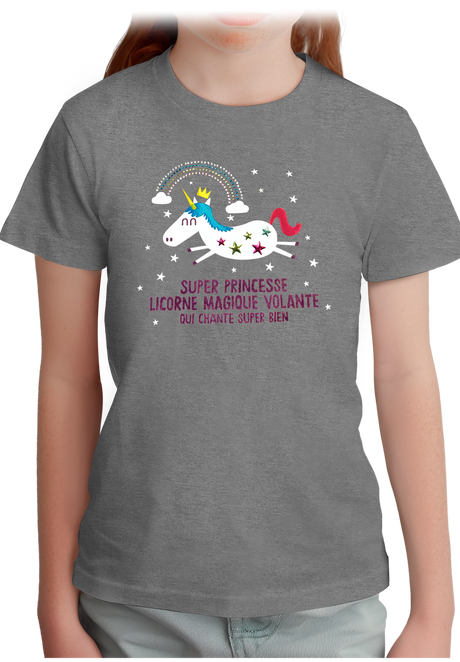 T-Shirt Fille Licorne magique en strass et paillette