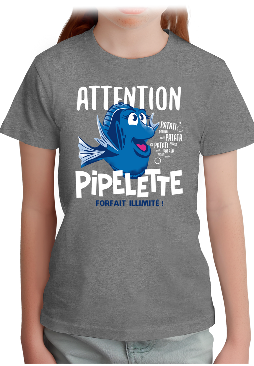 T-Shirt Fille Attention Dory poisson pipelette