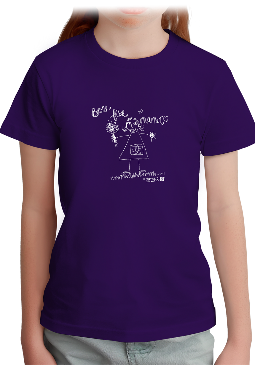 T-Shirt Femme Bone Fête Maman dessin d'enfant