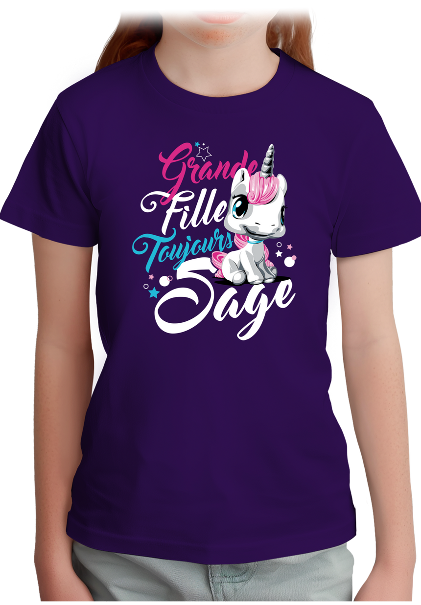 T-Shirt Fille Licorne toujours sage