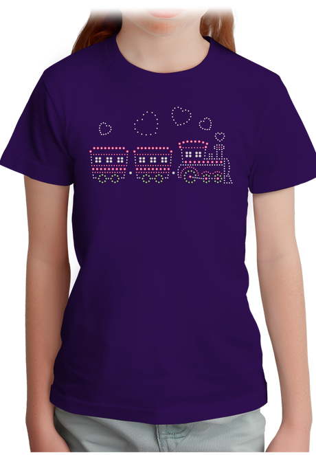 T-Shirt Femme Petit train rose en strass