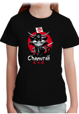 T-Shirt Fille Chat en samouraï