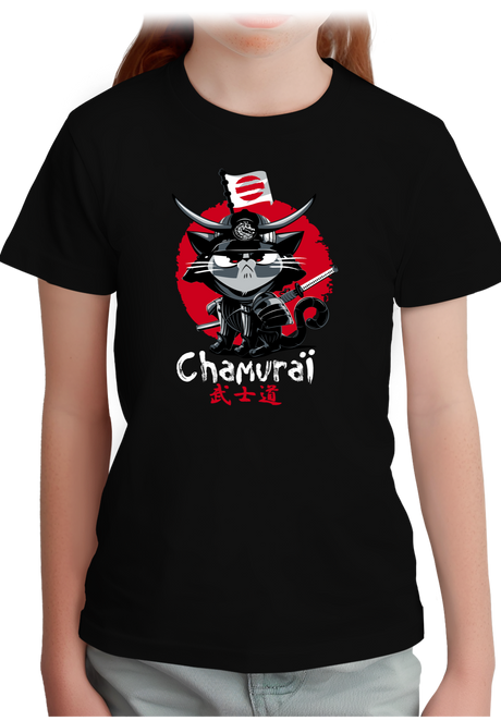 T-Shirt Fille Chat en samouraï