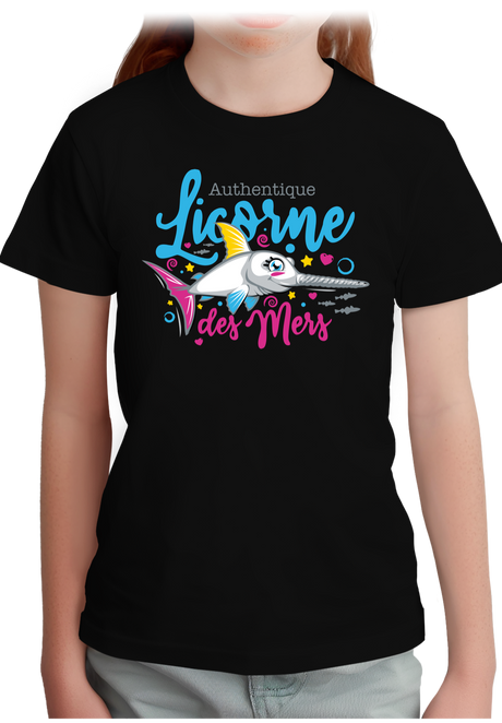 T-Shirt Fille Authentique licorne des mers
