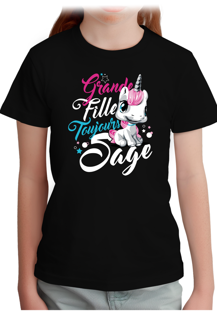 T-Shirt Fille Licorne toujours sage